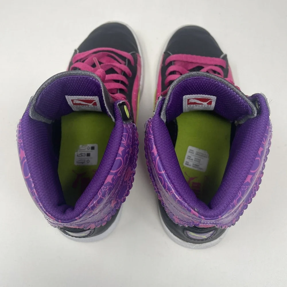 PUMA Girl's First Round Secret Poke Black Mag Purple Streetwear Sneakers Size 5